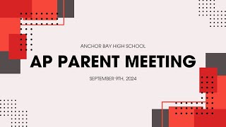 Anchor Bay High School  AP Parent Meeting  9102024 [upl. by Yekcaj919]