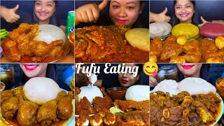 Indian Asmr Eating African Food Fufu with Spicy 🔥 Chicken Curry Mutton Curry Fish Curry Okara Curry😋 [upl. by Dalpe]