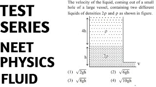 The velocity of the liquid coming out of a small hole of a large vessel containig two different [upl. by Analrahc624]