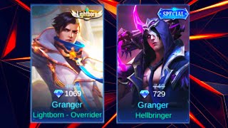 Granger Lightborn  Overrider VS Hellbringer Skin Comparison MLBB [upl. by Ynes726]