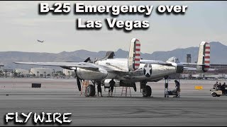 B 25 Engine Failure Emergency in Las Vegas [upl. by Monahon557]