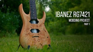 Modding Ibanez RG7421 in 2 days  Part 1 shaping applying veneer asmr ibanez modifiedguitar [upl. by Aihsenot]