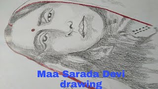 Maa Sarada Devi drawingEasy ball pen sketchSarada Devi Pencil drawing Step by step [upl. by Dihahs]