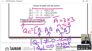 Lecture Video1317EE741Module2ControllabilityKalmans Test amp Gilberts TestRamya K [upl. by Arnuad]