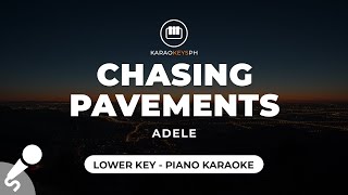 Chasing Pavements  Adele Lower Key  Piano Karaoke [upl. by Dewhirst]