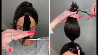 How to Easy Way Cut chunky layers at home  DIY Quick Layered Long Haircut [upl. by Consolata]