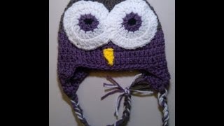 Crochet Owl Beanie Video 2 [upl. by Ynaoj463]