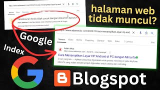 Cara mengatasi halaman blogspot tidak muncul di google seo [upl. by Nirihs]