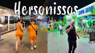 Hersonissos Crete nightllife walking tour 4k Chersonissos Kreta Greece 2024 [upl. by Adnoral]