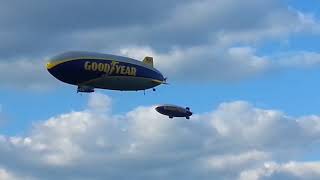 2 Goodyear Blimps flying at Wingfoot Lake hangar [upl. by Gula]