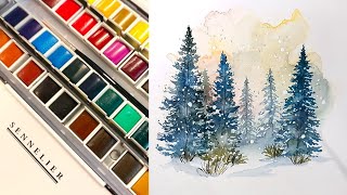 Winter Watercolour Timelapse [upl. by Thurmann197]