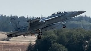 US Navy Boeing EA18G Growler VAQ141 Shadowhawks Touch ‘n go at NAS Whidbey Island [upl. by Claudia356]