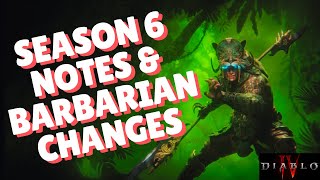 Diablo 4  Season 6 Patch Notes amp Barbarian Changes [upl. by Kcirtapnaes]