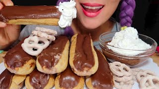 ASMR CHOCOLATE FILLED ECLAIRS W Nutella amp WHIPPED CREAM CURIEASMR [upl. by Fagaly]