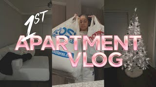 VLOG My First Apartment  Couch Unboxing Home Decor Shopping amp Moreee [upl. by Wayne]