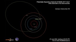 Potentially Hazardous Asteroid 415029 2011 UL21 close encounter online observation – 27 June 2024 [upl. by Eidarb]