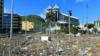 Port Louis devastated after Belal Cyclone  Le Caudan waterfront 🇲🇺 [upl. by Ydner]