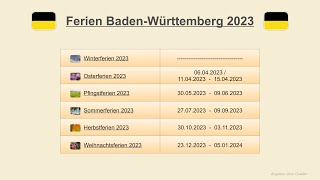 Ferien Baden Württemberg 2023 [upl. by Alyk785]