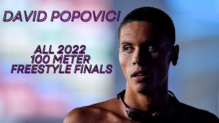 David Popovici  All 2022 100 Meter Freestyle Finals [upl. by Cocks172]