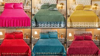 Rose Blossoms With Ruffle Quilted BedSpread With 2 piece PillowCase Full Queen King Bed Cover [upl. by Rehpatsirhc]