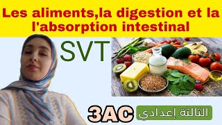 les aliments la digestion et labsorption intestinale أول درس ثالثة إعدادي علوم الحياة والارض [upl. by Abbie]