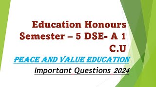 Education Honours Semester 5 DSE A1 CU Important Questions 2024 [upl. by Orella]