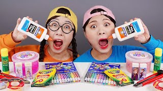 Perlengkapan Sekolah DIY yang Dapat Dimakan Mukbang DONA [upl. by Klute]