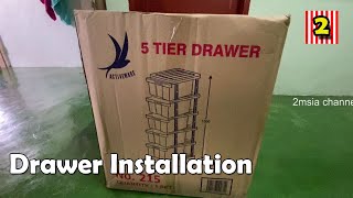 5 Tier Plastic Drawer Unboxing and Installation  Made In Malaysia Cara Pasang Almari Plastik [upl. by Jenei]