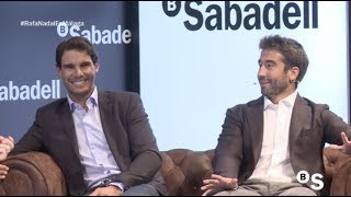 Encuentro con Rafa Nadal y Marc López en Málaga Mejores momentosHighlights  BANCO SABADELL [upl. by Ahseinaj126]