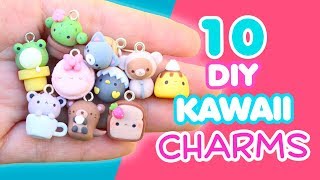 10 DIY KAWAII CHARMS  POLYMER CLAY TUTORIAL [upl. by Laira678]