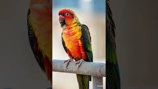 Vibrant Sun Conure Perched Gracefully Beautiful Parrot birdlovers birdwatchingbliss colorfulbird [upl. by Nalyorf]