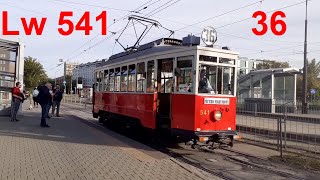 Zabytkowe tramwaje w Warszawie  Lw nr 541  linia 36 [upl. by Adahs144]