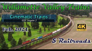 Oregons Willamette Valley Trains 4K  5 Railroads  Feb 2021  DJI Inspire 2 [upl. by Domash]