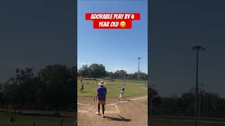 Adorable play by 5 year old player baseball baseballlife kidsvideo kids tball player [upl. by Brink]