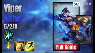 Viper Adc Ashe vs Ezreal lol KR solo rank Full Game 1419 [upl. by Elcarim711]