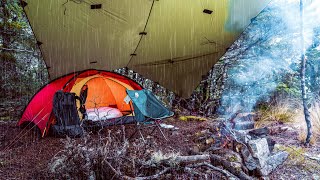 CAMPING in RAIN and SNOW  Freezing Solo Mountain Tent Camp [upl. by Thier926]