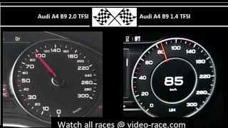 Audi A4 B9 20 TFSI VS Audi A4 B9 14 TFSI  Acceleration 0100kmh [upl. by Broddy]