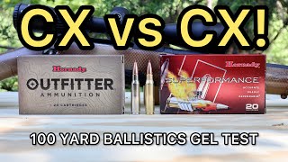 308 Winchester Hornady Outfitter vs Superformance CX Ballistics Gel Ammo Test [upl. by Ellezaj]