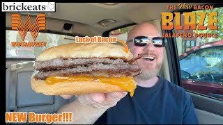 Whataburger NEW Bacon Blaze Jalapeno Double REVIEW Jalapeno Cream Cheese brickeats [upl. by Enoid]