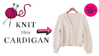 Knit an Easy Button Cardigan  FREE Knitting Pattern  Tutorial [upl. by Yenahs]