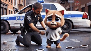 police arrested cat 😭 😺 cat story   AI cat   cat viral videos   USA Police [upl. by Mastat]