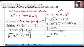 Eulers Formula Simplifying complex numbers in Exponential Forms  Advanced Engineering Mathematics [upl. by Teodoor]