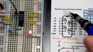 74HC32 Quad 2 input OR Gate 7432 IC demo circuit for learning electronics shorts 70 [upl. by Wald]