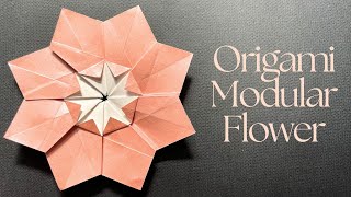 Origami Modular Flower Step by Step Tutorial  Paper Modular Flower for Christmas Decoration flower [upl. by Ainex]