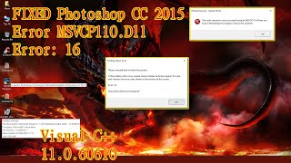 fixed photoshop cc 2015 error msvcp110 dll and error code 16 [upl. by Atreb263]