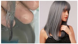 Gray hair color in the easiest way اسهل طريقة لصبغة الاكستنشن بالون الرصاصى [upl. by Lenci]