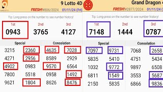 021124 Gd Lotto Chart  9Lotto Chart Today  Grand Dragon Lotto 4D Chart  9Gd Lotto 4d Win Proof [upl. by Nnaillek]