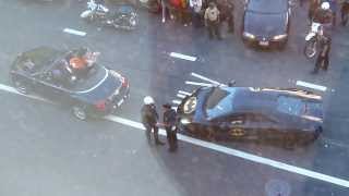 SF Batkid Penguin takes Lou Seal Hostage and Batkid follows in Batmobile [upl. by Ssac139]