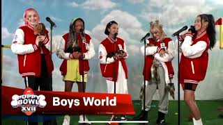 boys world performing the national anthem at the puppy bowl XVII [upl. by Eelnodnarb]