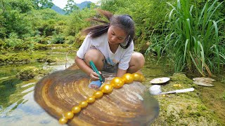 Outdoor handmade pearl picking technology see how I can turn pearls into a treasure [upl. by Magel]